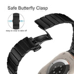 Armband aus Titanlegierung mit Faltschließe und einem Dorn, passend für Apple Watch 46 mm / 49 mm / 45 mm / 44 mm