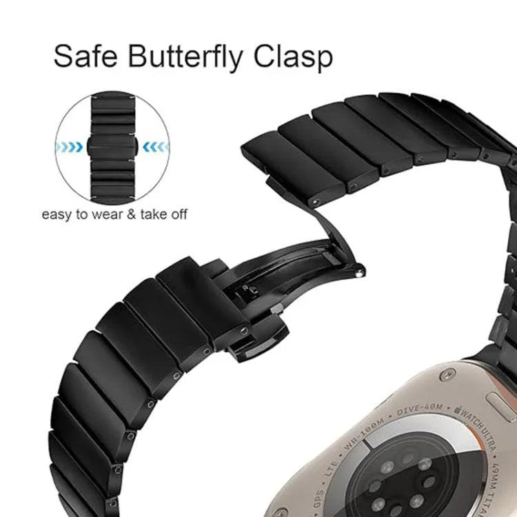 Armband aus Titanlegierung mit Faltschließe und einem Dorn, passend für Apple Watch 46 mm / 49 mm / 45 mm / 44 mm