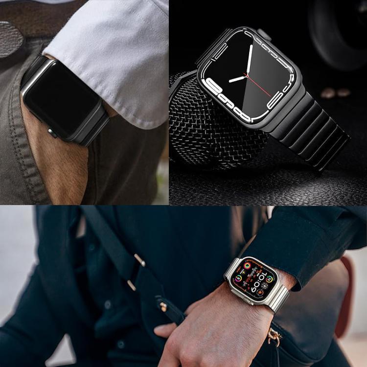 Armband aus Titanlegierung mit Faltschließe und einem Dorn, passend für Apple Watch 46 mm / 49 mm / 45 mm / 44 mm