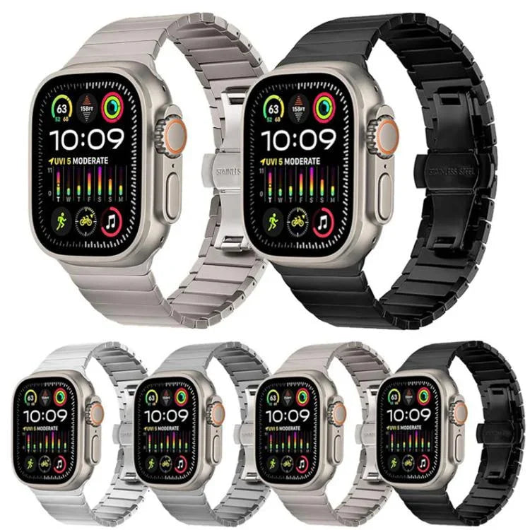 Armband aus Titanlegierung mit Faltschließe und einem Dorn, passend für Apple Watch 46 mm / 49 mm / 45 mm / 44 mm