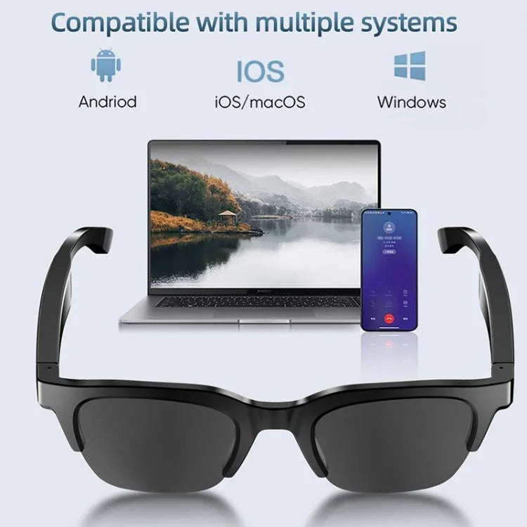 E60 ENC Smart-Audio-Bluetooth-Brille mit Geräuschunterdrückung, E60 (Schwarz), E60 (Transparent)