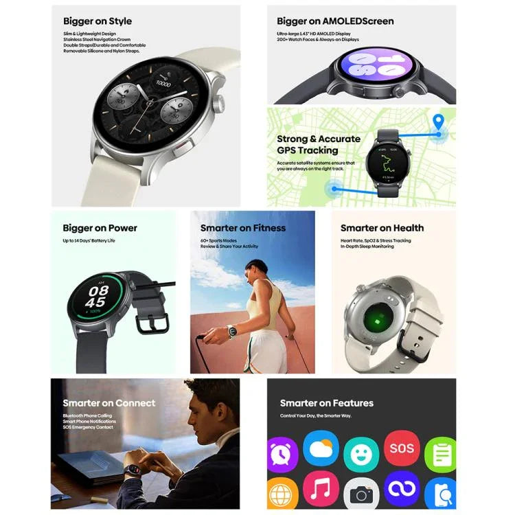 Zeblaze Btalk 3 GPS Smartwatch mit 1,43 Zoll HD AMOLED-Display, Gesundheits- und Fitness-Funktion, unterstützt Bluetooth-Anrufe