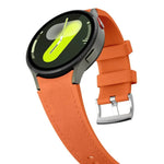 Silbernes Armband aus Leder und Silikon mit Dornschließe, passend für Samsung Galaxy Watch 7 / 6 / 5 / 4