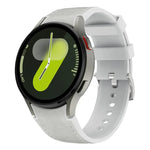 Silbernes Armband aus Leder und Silikon mit Dornschließe, passend für Samsung Galaxy Watch 7 / 6 / 5 / 4