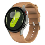 Silbernes Armband aus Leder und Silikon mit Dornschließe, passend für Samsung Galaxy Watch 7 / 6 / 5 / 4