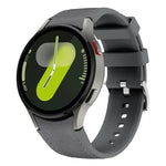 Silbernes Armband aus Leder und Silikon mit Dornschließe, passend für Samsung Galaxy Watch 7 / 6 / 5 / 4