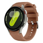 Silbernes Armband aus Leder und Silikon mit Dornschließe, passend für Samsung Galaxy Watch 7 / 6 / 5 / 4