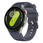 Silbernes Armband aus Leder und Silikon mit Dornschließe, passend für Samsung Galaxy Watch 7 / 6 / 5 / 4