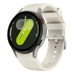 Silbernes Armband aus Leder und Silikon mit Dornschließe, passend für Samsung Galaxy Watch 7 / 6 / 5 / 4