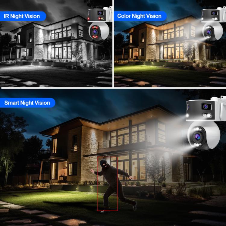 SriHome SH055B 8MP HD Multi-Objektiv Superweitwinkel Panorama PTZ Dome-Kamera, SH055B