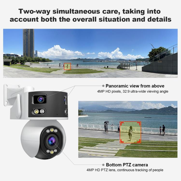 SriHome SH055B 8MP HD Multi-Objektiv Superweitwinkel Panorama PTZ Dome-Kamera, SH055B