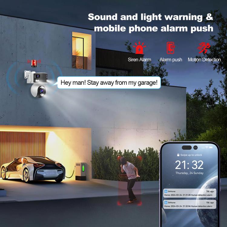 SriHome SH055B 8MP HD Multi-Objektiv Superweitwinkel Panorama PTZ Dome-Kamera, SH055B
