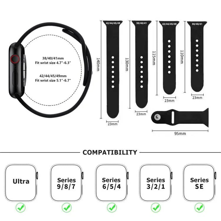 Kalebol Silikon-Uhrenarmband mit umgekehrter Schnalle, für Apple Watch 46 mm / 49 mm / 45 mm / 44 mm, für Apple Watch 42 mm / 41 mm / 40 mm / 38 mm