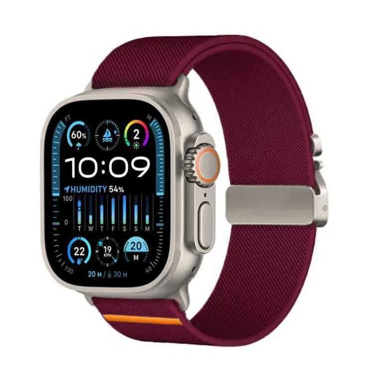 Kalebol Armband aus elastischem Nylon mit Fallschirmschnalle, passend für Apple Watch 46 mm / 49 mm / 45 mm / 44 mm und 42 mm / 41 mm / 40 mm / 38 mm