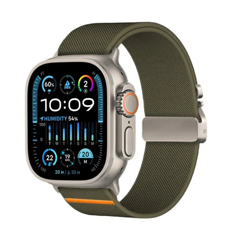 Kalebol Armband aus elastischem Nylon mit Fallschirmschnalle, passend für Apple Watch 46 mm / 49 mm / 45 mm / 44 mm und 42 mm / 41 mm / 40 mm / 38 mm
