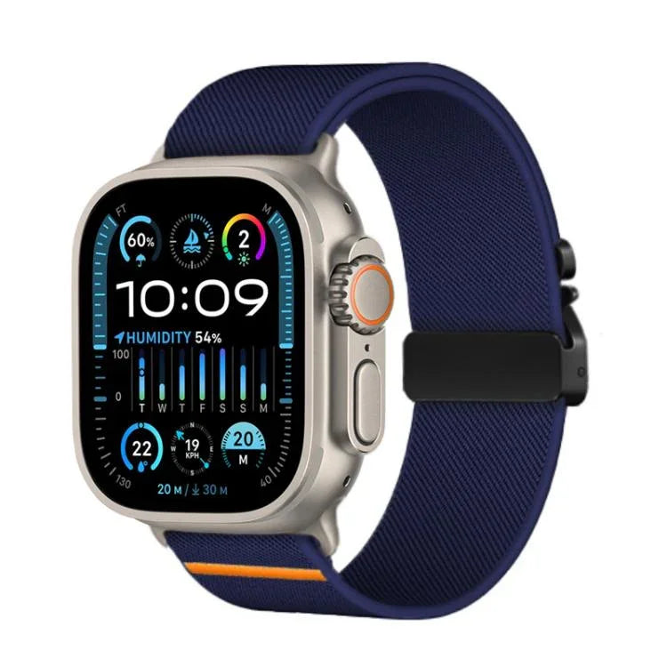 Kalebol Armband aus elastischem Nylon mit Fallschirmschnalle, passend für Apple Watch 46 mm / 49 mm / 45 mm / 44 mm und 42 mm / 41 mm / 40 mm / 38 mm