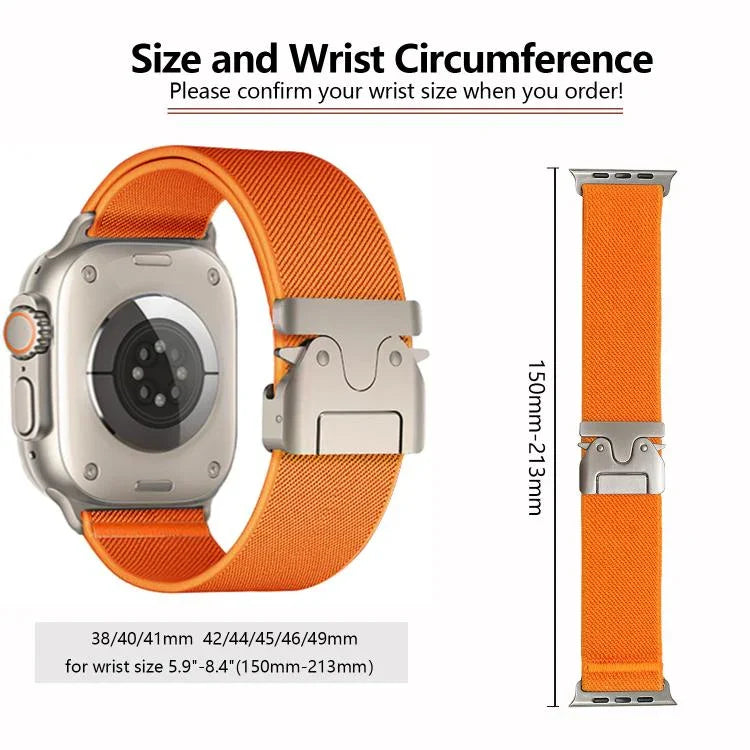 Kalebol Armband aus elastischem Nylon mit Fallschirmschnalle, passend für Apple Watch 46 mm / 49 mm / 45 mm / 44 mm und 42 mm / 41 mm / 40 mm / 38 mm