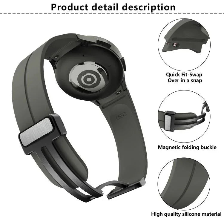 Kalebol Silikonarmband mit konkavem Faltverschluss und Magnetverschluss, für Samsung Galaxy Watch7 / 6 / 5