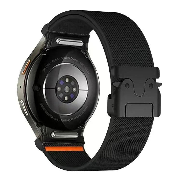 Elastisches Nylon-Uhrenarmband mit Druckknopfverschluss und Fallschirmschnalle, passend für Samsung Galaxy Watch 7 / 6 / 5 / 4