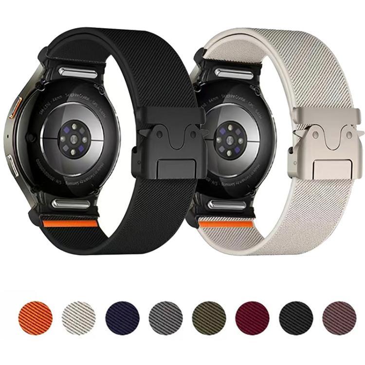 Elastisches Nylon-Uhrenarmband mit Druckknopfverschluss und Fallschirmschnalle, passend für Samsung Galaxy Watch 7 / 6 / 5 / 4