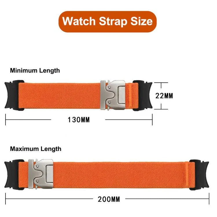 Elastisches Nylon-Uhrenarmband mit Druckknopfverschluss und Fallschirmschnalle, passend für Samsung Galaxy Watch 7 / 6 / 5 / 4