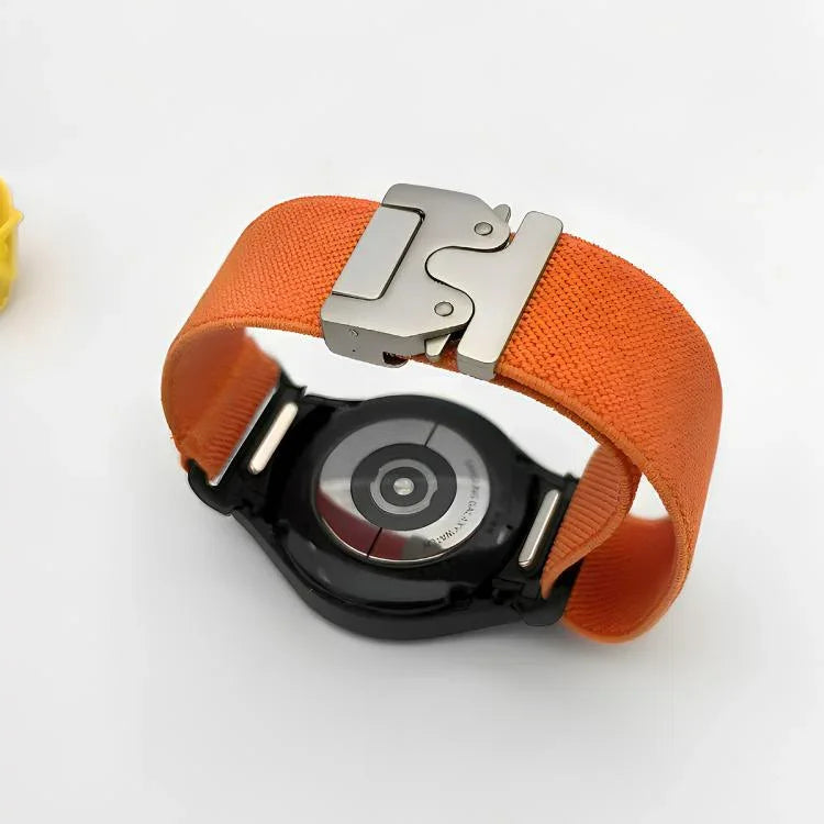 Elastisches Nylon-Uhrenarmband mit Druckknopfverschluss und Fallschirmschnalle, passend für Samsung Galaxy Watch 7 / 6 / 5 / 4