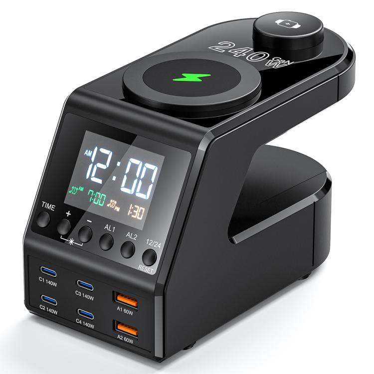 9-in-1 240W Multifunktionale Multi-Port-Ladestation mit Alarmfunktion, 9-in-1 240W