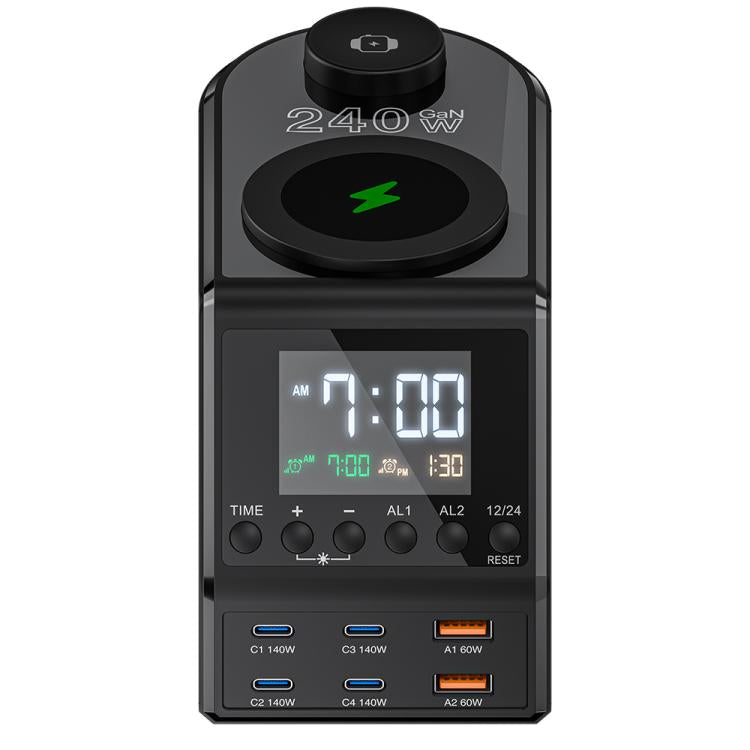 9-in-1 240W Multifunktionale Multi-Port-Ladestation mit Alarmfunktion, 9-in-1 240W