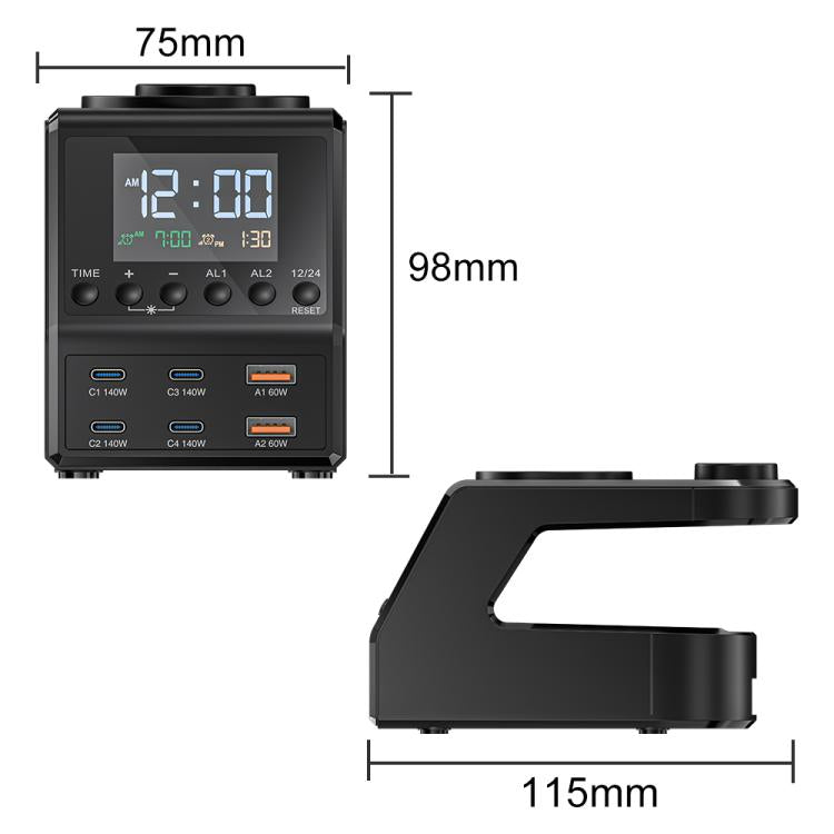 9-in-1 240W Multifunktionale Multi-Port-Ladestation mit Alarmfunktion, 9-in-1 240W