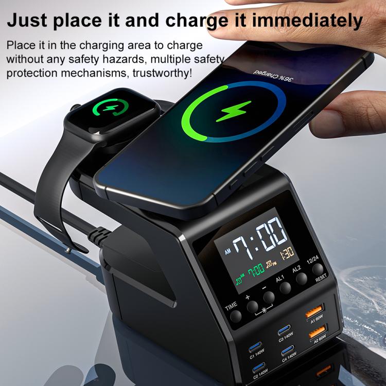 9-in-1 240W Multifunktionale Multi-Port-Ladestation mit Alarmfunktion, 9-in-1 240W