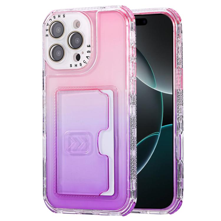 Gradient Color TPU + PC Card Slot Full Coverage Phone Case, For iPhone 16 Pro Max, For iPhone 16 Pro, For iPhone 16 Plus, For iPhone 16, For iPhone 15 Pro Max, For iPhone 15 Plus, For iPhone 15, For iPhone 14 Pro Max