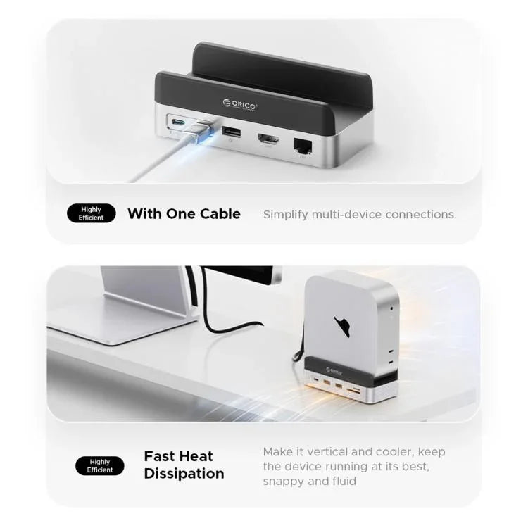 ORICO VS10 Mini Dock Desktop-Erweiterung Multifunktionshalterung für Mac Mini 2024, ohne Speicher