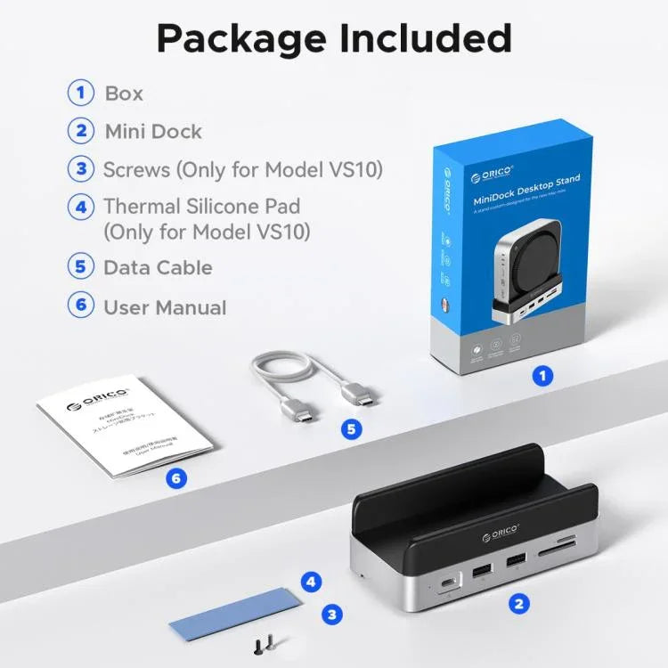 ORICO VS10 Mini Dock Desktop-Erweiterung Multifunktionshalterung für Mac Mini 2024, ohne Speicher