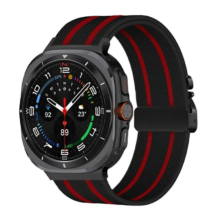 Armband mit Fallschirmschnalle, gestreift, aus elastischem Nylon, geflochten, für Samsung Galaxy Watch Ultra 47 mm / Ultra 2025
