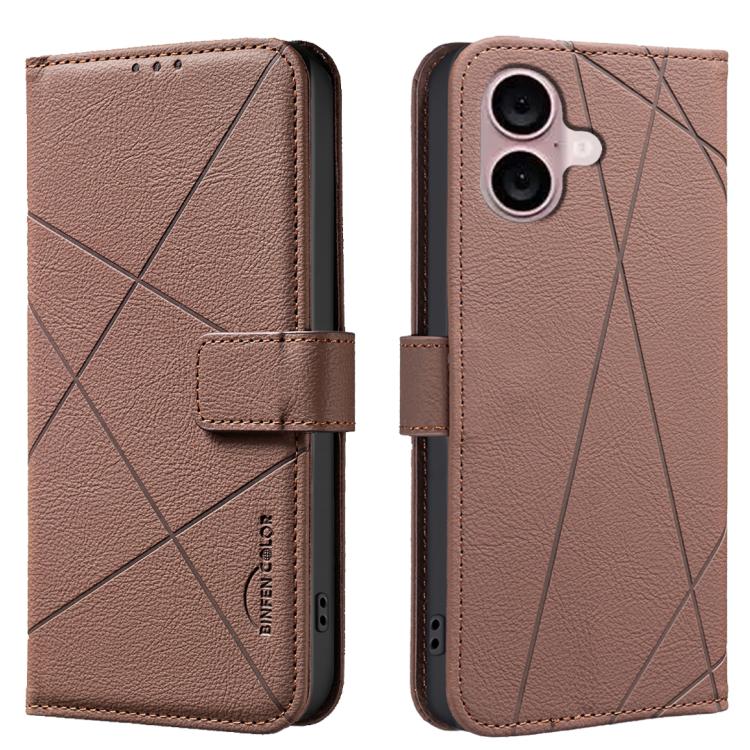 RFID-Leder-Handyhülle mit geometrischem Muster, für iPhone 16e / 17e, für iPhone 17 Pro Max, für iPhone 17 Pro, für iPhone 17, für iPhone Air, für iPhone 16 Pro Max, für iPhone 16 Pro, für iPhone 16 Plus
