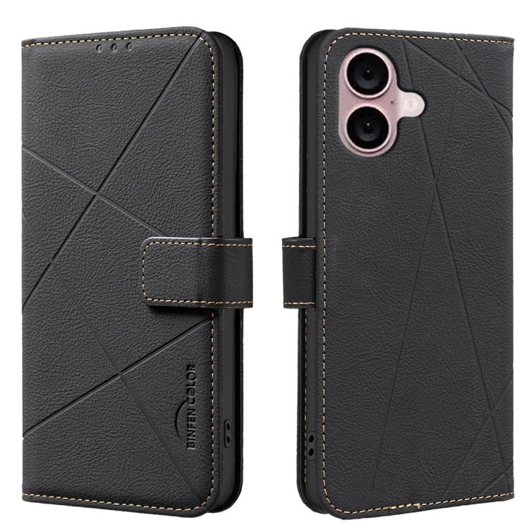 RFID-Leder-Handyhülle mit geometrischem Muster, für iPhone 16e / 17e, für iPhone 17 Pro Max, für iPhone 17 Pro, für iPhone 17, für iPhone Air, für iPhone 16 Pro Max, für iPhone 16 Pro, für iPhone 16 Plus
