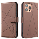 RFID-Leder-Handyhülle mit geometrischem Muster, für iPhone 16e / 17e, für iPhone 17 Pro Max, für iPhone 17 Pro, für iPhone 17, für iPhone Air, für iPhone 16 Pro Max, für iPhone 16 Pro, für iPhone 16 Plus