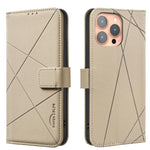 RFID-Leder-Handyhülle mit geometrischem Muster, für iPhone 16e / 17e, für iPhone 17 Pro Max, für iPhone 17 Pro, für iPhone 17, für iPhone Air, für iPhone 16 Pro Max, für iPhone 16 Pro, für iPhone 16 Plus