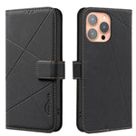 RFID-Leder-Handyhülle mit geometrischem Muster, für iPhone 16e / 17e, für iPhone 17 Pro Max, für iPhone 17 Pro, für iPhone 17, für iPhone Air, für iPhone 16 Pro Max, für iPhone 16 Pro, für iPhone 16 Plus