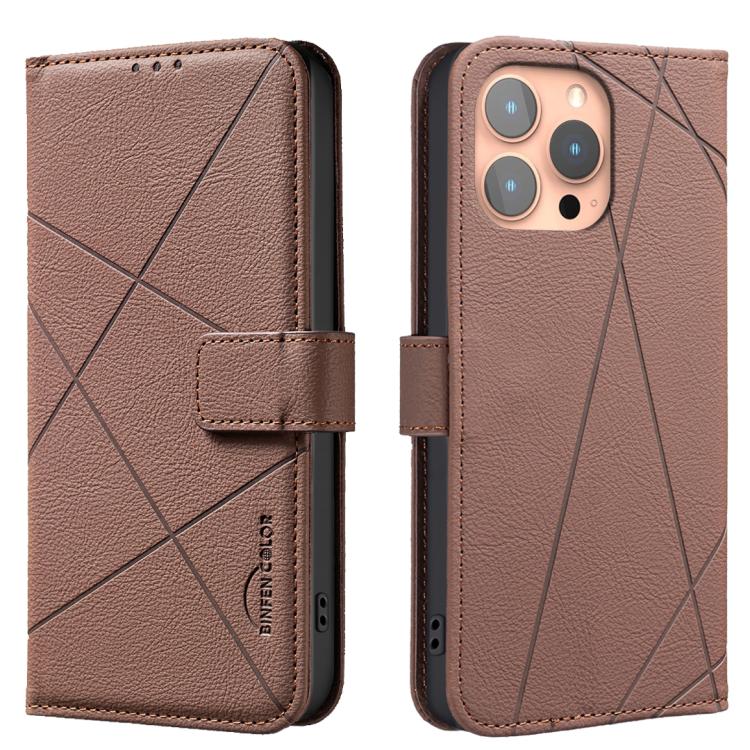 RFID-Leder-Handyhülle mit geometrischem Muster, für iPhone 16e / 17e, für iPhone 17 Pro Max, für iPhone 17 Pro, für iPhone 17, für iPhone Air, für iPhone 16 Pro Max, für iPhone 16 Pro, für iPhone 16 Plus
