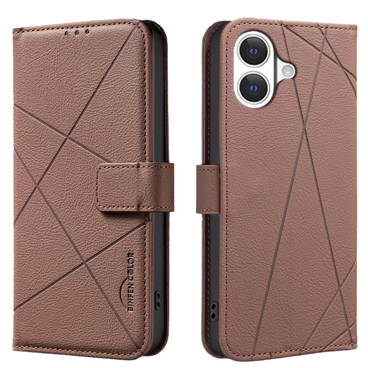 RFID-Leder-Handyhülle mit geometrischem Muster, für iPhone 16e / 17e, für iPhone 17 Pro Max, für iPhone 17 Pro, für iPhone 17, für iPhone Air, für iPhone 16 Pro Max, für iPhone 16 Pro, für iPhone 16 Plus