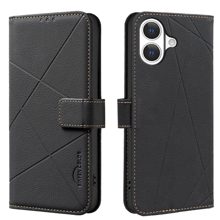RFID-Leder-Handyhülle mit geometrischem Muster, für iPhone 16e / 17e, für iPhone 17 Pro Max, für iPhone 17 Pro, für iPhone 17, für iPhone Air, für iPhone 16 Pro Max, für iPhone 16 Pro, für iPhone 16 Plus