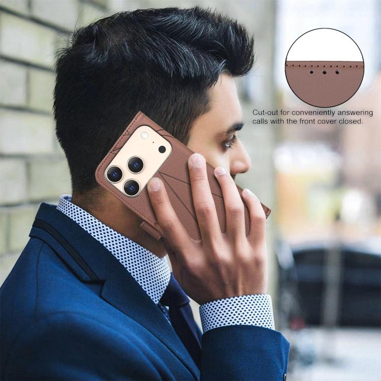 RFID-Leder-Handyhülle mit geometrischem Muster, für iPhone 16e / 17e, für iPhone 17 Pro Max, für iPhone 17 Pro, für iPhone 17, für iPhone Air, für iPhone 16 Pro Max, für iPhone 16 Pro, für iPhone 16 Plus