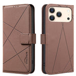 RFID-Leder-Handyhülle mit geometrischem Muster, für iPhone 16e / 17e, für iPhone 17 Pro Max, für iPhone 17 Pro, für iPhone 17, für iPhone Air, für iPhone 16 Pro Max, für iPhone 16 Pro, für iPhone 16 Plus