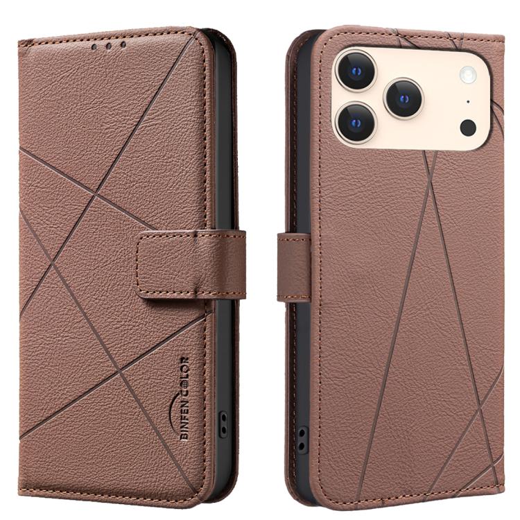 RFID-Leder-Handyhülle mit geometrischem Muster, für iPhone 16e / 17e, für iPhone 17 Pro Max, für iPhone 17 Pro, für iPhone 17, für iPhone Air, für iPhone 16 Pro Max, für iPhone 16 Pro, für iPhone 16 Plus