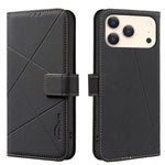 RFID-Leder-Handyhülle mit geometrischem Muster, für iPhone 16e / 17e, für iPhone 17 Pro Max, für iPhone 17 Pro, für iPhone 17, für iPhone Air, für iPhone 16 Pro Max, für iPhone 16 Pro, für iPhone 16 Plus