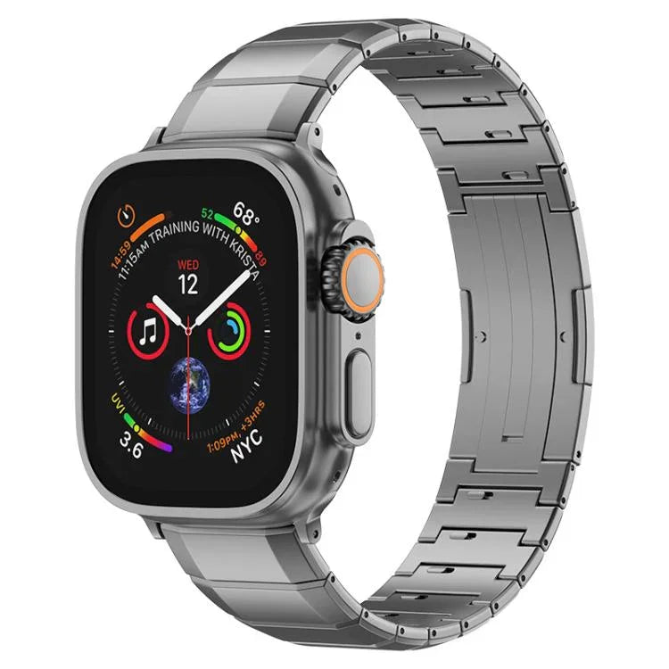 Ein-Perlen-Armband aus reinem Titan mit Dornschließe, für Apple Watch 46 mm / 49 mm / 45 mm / 44 mm, für Apple Watch 42 mm / 41 mm / 40 mm / 38 mm