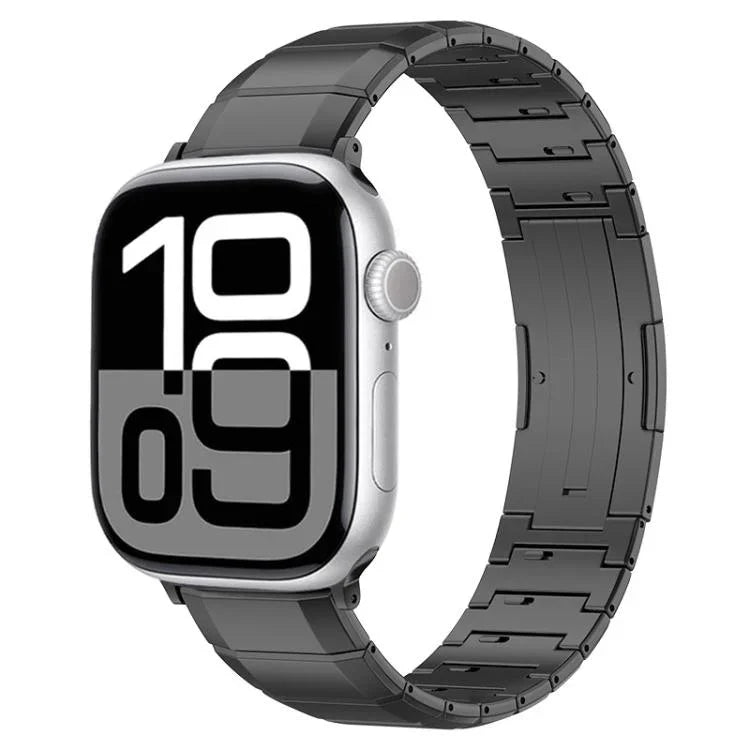 Ein-Perlen-Armband aus reinem Titan mit Dornschließe, für Apple Watch 46 mm / 49 mm / 45 mm / 44 mm, für Apple Watch 42 mm / 41 mm / 40 mm / 38 mm