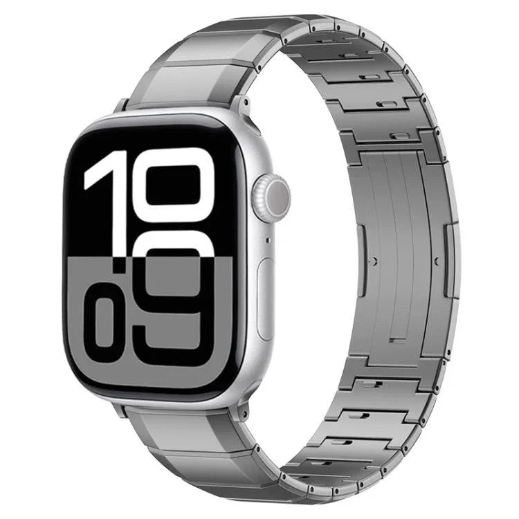 Ein-Perlen-Armband aus reinem Titan mit Dornschließe, für Apple Watch 46 mm / 49 mm / 45 mm / 44 mm, für Apple Watch 42 mm / 41 mm / 40 mm / 38 mm