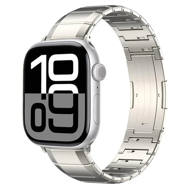 Ein-Perlen-Armband aus reinem Titan mit Dornschließe, für Apple Watch 46 mm / 49 mm / 45 mm / 44 mm, für Apple Watch 42 mm / 41 mm / 40 mm / 38 mm